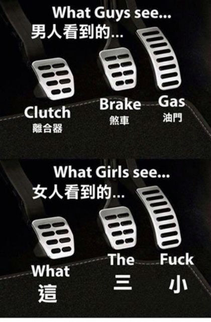 男孩女孩看到的駕駛踩踏之差別！